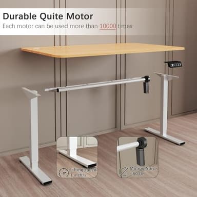 Furmax Electric Height Adjustable Standing Desk Large 55 x 24 Inches Sit Stand up Desk Home Office Computer Desk Memory Preset with T-Shaped Metal Bracket, Light Wood - Image 5
