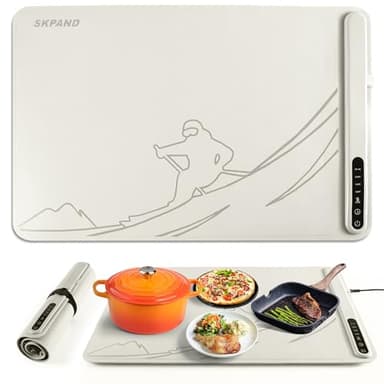 Silicone Electric Warming Mat for Food 3-Temperature,Food Warmer for Buffet Parties, Restaurants & Dinner, Easy-to-Clean Heating Tray to Keep Meals Warm 15.7”x23.6”(Skiing&Gray) - Image 1