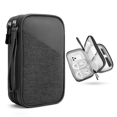 FYY Electronic Organizer, Large Travel Cable Organizer Bag Electronic Accessories Carry Case Pouch Portable Waterproof Double Layers All-in-One Storage Bag for Cable, Cord, Charger, Black - Image 1