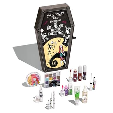 wet n wild Disney Nightmare Before Christmas Limited Edition PR Box - Coffin-Shaped Collector's Set with Eye, Face & Body Makeup, Color-Changing Lip Oils, Tubing Mascara & More - Cruelty-Free - Image 1