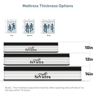 SeVietra King Size Mattress, 12 Inch Hybrid Mattress King in a Box with Individually Pocket Springs, Strong Edge Support, Breathable Comfort and Durable, CertiPUR-US - Image 2