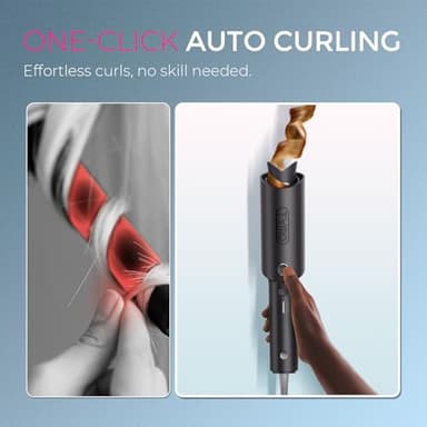 TYMO Automatic Rotating Curling Iron - TYMO CURLPRO Beach Waves Curling Wand, Portable Hair Curler, 500 Million Ionic, Dual Voltage & Lightweight for Travel, Ceramic Coating, 1 1/4 Inch, Metallic Gray - Image 2