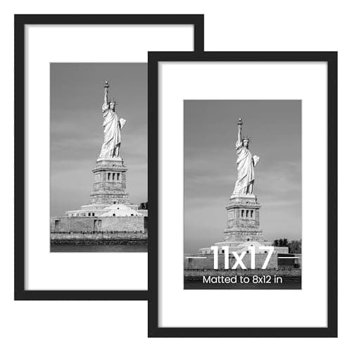 ENJOYBASICS 11x17 Picture Frame, Display Poster 8x12 with Mat or 11 x 17 Without, Wall Gallery Photo Frames, Black, 2 Pack - Image 1