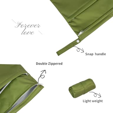 ALVABABY 3pcs Baby Cloth Diaper Wet/Dry Bags|Waterproof Reusable with Two Pockets|Travel, Beach, Pool, Daycare, Soiled Baby Items,Yoga,Gym Bag for Swimsuits or Wet Clothes 3L-ZM09 - Image 2