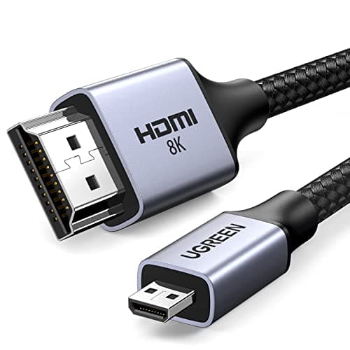 UGREEN 8K Micro HDMI to HDMI Cable 6.6FT, 2.1 Aluminum Shell Braided 48Gbps Ultra High Speed 8K@60Hz, 4K@240Hz Support HDR eARC Dolby Compatible with GoPro Raspberry Pi 5 Camera Nikon - Image 1