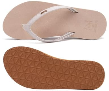 KuaiLu Womens Arch Support Flip Flops Comfortable Yoga Mat Slip on Leather Walking Thong Cushion Sandals Summer Beach Orthotic Slides Travel Essentials Indoor Outdoor Slippers Shoes Beige Size 7 - Image 8