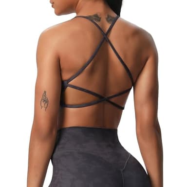 Aoxjox Women's Workout Sports Bras Fitness Ivy Low Impact Bra Yoga Crop Tank (Cloud Navy, Medium) - Image 1