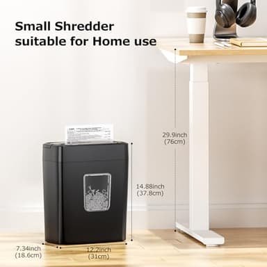 Bonsaii 6 Sheet High Security Micro Cut Paper Shredder, Credit Cards/Mail/Staples/Clips Shredder for Home Use with 4.2 Gallon Bin (C261-D) - Image 7