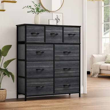 YITAHOME Dresser with 9 Drawers - Fabric Storage Tower, Organizer Unit for Living Room, Hallway - Sturdy Steel Frame, Wooden Top & Easy Pull Fabric Bins - Image 2