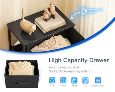 Casaottima Dresser for Bedroom Nightstand, Small Fabric Dresser Chests of Drawers, Closet Organizers and Storage with 3 Drawers, Black - Image 4