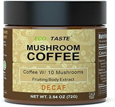 Decaf Mushroom Coffee - 36 Servings, Instant Coffee Mix Includes 10 Mushrooms Extract Powder, 72 Grams - Image 3