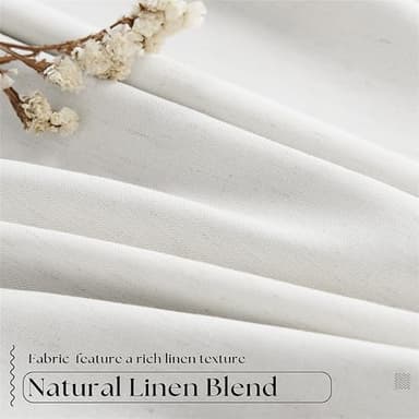 TWODRAPES 90 Inch Linen Blackout Curtains Pinch Pleated for Living Room Thermal Noise Reduction Two Layer 100% Black Out Curtains with Liner Back Tab Pinch Pleat Rings Hooks Window Drapes Track Ivory - Image 5