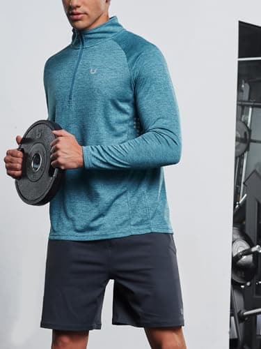 NORTHYARD Men's Running Shirt Long Sleeve Quarter Zip Pullover Moisture Wicking Quick Dry Athletic Workout Shirts CORALHEATHER-M - Image 5