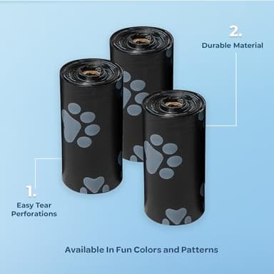 Best Pet Supplies Dog Poop Bags (150 Bags) for Waste Refuse Cleanup, Doggy Roll Replacements for Outdoor Puppy Walking and Travel, Leak Proof and Tear Resistant, Thick Plastic - Black - Image 2