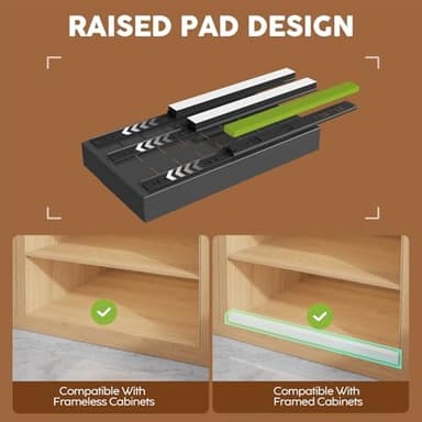 Seinloes 4 Pack Expandable (9"-14") Pull Out Cabinet Organizer 21" Deep With Raising Pad for Framed Cabinets,Upgrade 3 Slide Rails Slide Out Drawers,No Drill Roll Out Shelves Adhesive,Black - Image 2