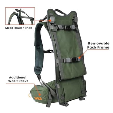 SPIKA Hunting Backpack Internal Frame for Men Waterproof Hunting Pack with Rifle Holder Rain Cover Extendable 40L+ Capacity - Image 3