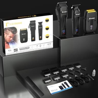 BESTBOMG® Hair Clippers for Men, Professional Hair Clippers, Beard Trimmer& Rechargeable Shaver Set, Metal T-Blade, LED Display, Barber Hair Cutting Kit for Men Grooming & Gifts, BS-808A (Black) - Image 8