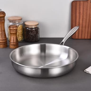 DELARLO Whole Body Tri-Ply Stainless Steel Frying Pan set, 8”/10”/12” Cooking pans, Kitchen Cookware Set, Fast Heating Chef's pan with Ergonomic Handles, Suitable for All Stove - Image 6