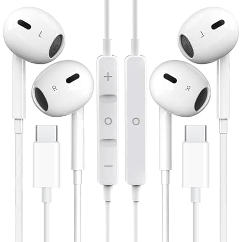 2 Packs USB C Headphones for iPhone 16/15 Phone Earbuds with Microphone & Volume Control HiFi Stereo Type C Earphones for Galaxy S23/S22/S21/S20/Ultra Note 10/20, for Pixel 7/6/6a/5/4,for OnePlus 9 8 - Image 1