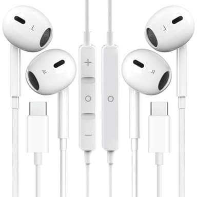2 Packs USB C Headphones for iPhone 16/15 Phone Earbuds with Microphone & Volume Control HiFi Stereo Type C Earphones for Galaxy S23/S22/S21/S20/Ultra Note 10/20, for Pixel 7/6/6a/5/4,for OnePlus 9 8 - Image 1