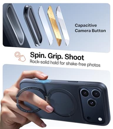 TORRAS Upgraded 360 Magnetic Stand for iPhone 17 Pro Max Case with Camera Control Button, Fit for MagSafe with Ring, Mil-Grade Protection, Translucent Slim for iPhone 17 ProMax Case Ostand, Black - Image 7