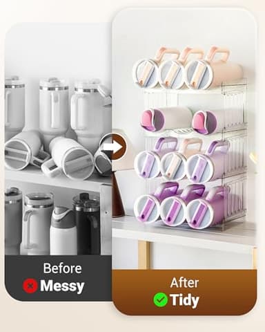 Gracenal Large Tumbler Organizer for Stanley Cup 40 oz, Patented Kitchen Pantry Organizers and Storage for Stanley Cup Accessories, Stackable Water Bottle Organizer Holder Gifts 4Pack Large-12-bottle - Image 7