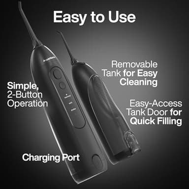AquaSonic Icon Water Flosser for Teeth – Cordless Rechargeable Oral Irrigator – Waterproof, Portable Dental Cleaning with Jet Tip – Braces Home Travel - Onyx - Image 5