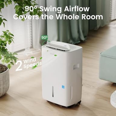 Waykar 80 Pints 2025 Energy Star Dehumidifier for Spaces up to 5,000 Sq. Ft for Basement and Home, Large Room with Drain Hose and 1.14 Gallons Water Tank - Image 5