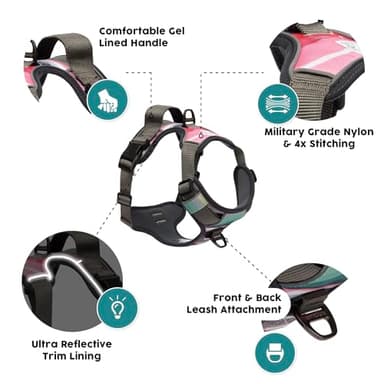 Embark Adventure Dog Harness, Reflective Trim No Pull Harness for Medium Sized Dog - Military Grade Nylon, Front Clip with Gel Lined Handle. Soft & Padded Puppy - Image 3