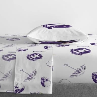 Jay Franco Wednesday Addams Twin Comforter Set â€“ 5 Piece Bedding Includes Sheet Set & Pillow Covers - Black and Grey Stripes Super Soft Kids Bedding - Image 4