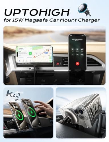 UPTOHIGH for Magsafe Car Mount Charger, 15W Fast Charging LED Magnetic Wireless Car Charger, Air Vent Phone Holders for Your Car for Magsafe Car Phone Holder for iPhone 15/14/13/12 Fast Charging - Image 7