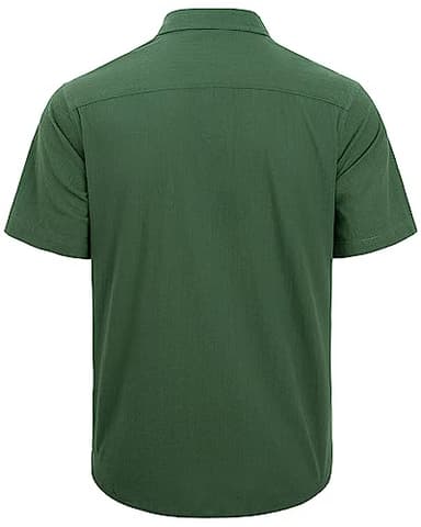 J.VER Men's Linen Short Sleeve Shirts Cotton Casual Lightweight Button Down Shirt Beach Vacation Summer Tops with Pocket Green XXL - Image 4