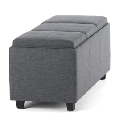 SIMPLIHOME Avalon 42 Inch Wide Contemporary Rectangle Storage Ottoman in Slate Grey Linen Look Fabric, Assembled, For the Living Room, Entryway and Family Room - Image 7