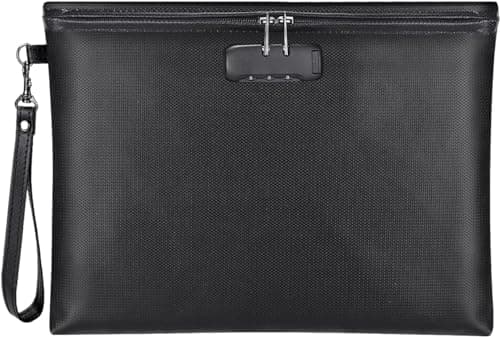Fireproof Document Bag with Lock, ZOOPIP 14.3"x10.2" Fireproof and Waterproof Money Bag with Zipper Closure, Storage Pouch for A4 Letter Size Document, Cash, Cell Phone, Tablet, Credit Card,Passport - Image 1