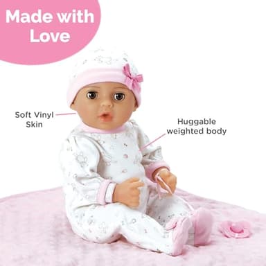 Adora 16 Inch Girl Baby Doll with Accessories Matching 9-Piece Set Including a Pacifier, Hospital, Bracelet, Diaper, and More Gift for Toddlers Ages 3+ Adoption Babies Collection - Cherish - Image 5