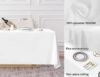 Surmente 5 Pack White Rectangle Tablecloth 90 x 156-inch Rectangular Polyester Table Cloth for Weddings, Banquets, or Restaurants - Image 4