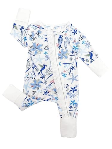Bow Dream Baby Girl Clothing Footies Bamboo Rayon Baby Girl Clothes Baby Romper Jumpsuit Newborn-24 Months Pink Blue Flower Cow 3-6 Months - Image 4