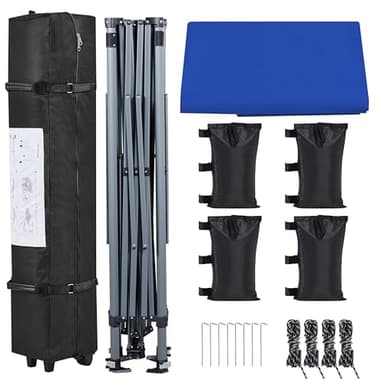Yaheetech 10x10 1-Person Setup Pop Up Canopy Tent, Instant Portable Commercial Canopy Tent, Outdoor Gazebo with 1-Button Push, Wheeled Bag & 4 Sandbags for Home, Party & Outdoor Activities, Blue - Image 7
