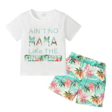 YUEMION Toddler Baby Boy Summer Outfit Baby Boy Clothes Short Sleeve T-Shirts Top + Shorts 2Pcs Boy Clothing Casual Set(White, 18-24 Months) - Image 1