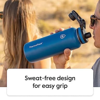 ThermoFlask Bottle with Spout Lid - Stainless Steel Water Bottles with Double-Wall Insulation & BPA-Free Spout Lids - Leak-Proof Reusable Bottles & Lids - 40 oz, Gray Pine (2 Pack) - Image 8
