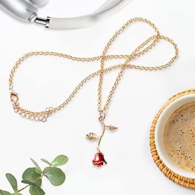 Gold Rose Pendant Necklace for Women - Aesthetic, Preppy Jewelry for Teens - Dainty Gold necklace - gold necklace for women trendy - 14k gold necklace for women - Image 3