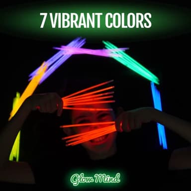 100 Ultra Bright Glow Sticks Bulk Party Pack - Halloween Glow in the Dark Party Supplies Pack - 8" Glowsticks Party Favors with Bracelets and Necklaces - Image 7