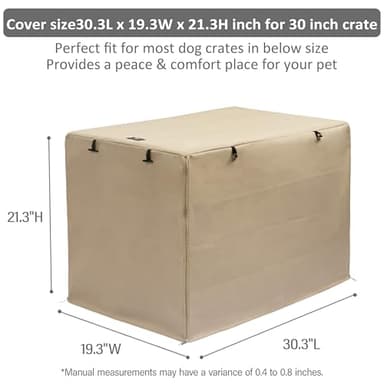 X-ZONE PET Double Door Dog Crate Cover - Polyester Pet Kennel Cover (Fits 24 30 36 42 48 inches Wire Crate) (30Inch, Tan) - Image 3