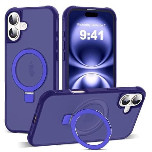 SKYLMW Compatible with iPhone 16 Plus Case with Invisible Magnetic O-Ring Stand Military-Grade Translucent Case for iPhone 16 Plus 6.7" [Compatible with Mag-Safe][Great Grip Feeling], Navy - Image 1