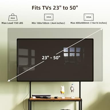 23 Inch to 50 Inch Floor Small Corner TV Stand with Storage Shelves for Living Room Bedroom, Universal Floor Television Stands with Mount, Rustic Brown Corner TV Table Desk Shelf for Small Space - Image 4