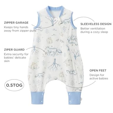 Duomiaomiao 2 Pack 0.5 TOG Toddler Sleep Sack 12-24 Months 100% Cotton Lightweight Baby Sleep Sack with Feet, Breathable Comfy Toddler Wearable Blanket - Image 2