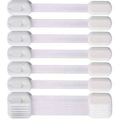 12 Pack Vmaisi Multi-Use Adhesive Straps Locks - Childproofing Baby Proofing Cabinet Latches for Drawers, Fridge, Dishwasher, Toilet Seat, Cupboard, Oven,Trash Can, No Drilling (White) (12) - Image 9