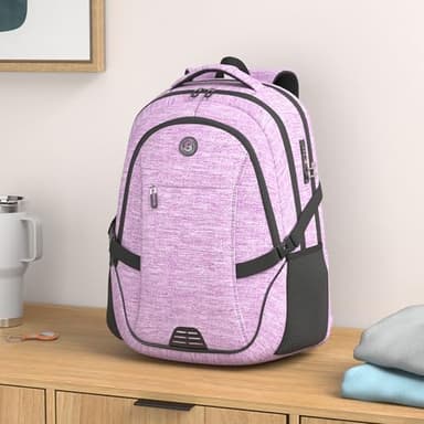 SHRRADOO Anti Theft Laptop Backpack Travel Backpacks with usb Charging Port for Women Men High School College Backpack Computer Bag Fits 17 Inch Laptop,Purple - Image 2