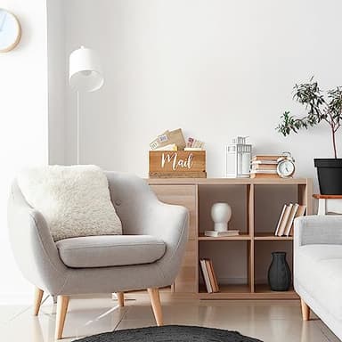 Elegant Designs HG2036-NWD Homewood Farmhouse Rustic Wood Decorative Mail Holder, Bills, Letter Storage, Sorter w Wrapped Rope, Cutout Handles w Mail White Script for Décor, Desk, Office, Nat Wood - Image 4