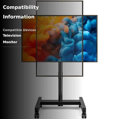 YOMT Mobile TV Cart Rolling TV Stand for 13-50 inch Screens, Tilting and Rotating Mount, Portrait to Landscape, Height Adjustable Portable TV Stand with Wheels Holds up to 44lbs Max VESA 200x200mm - Image 3